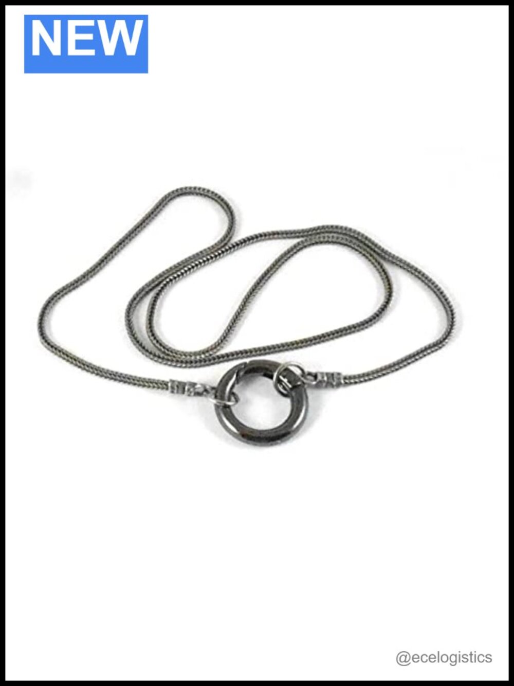 Black O-Ring Square Chain Collar Necklace
